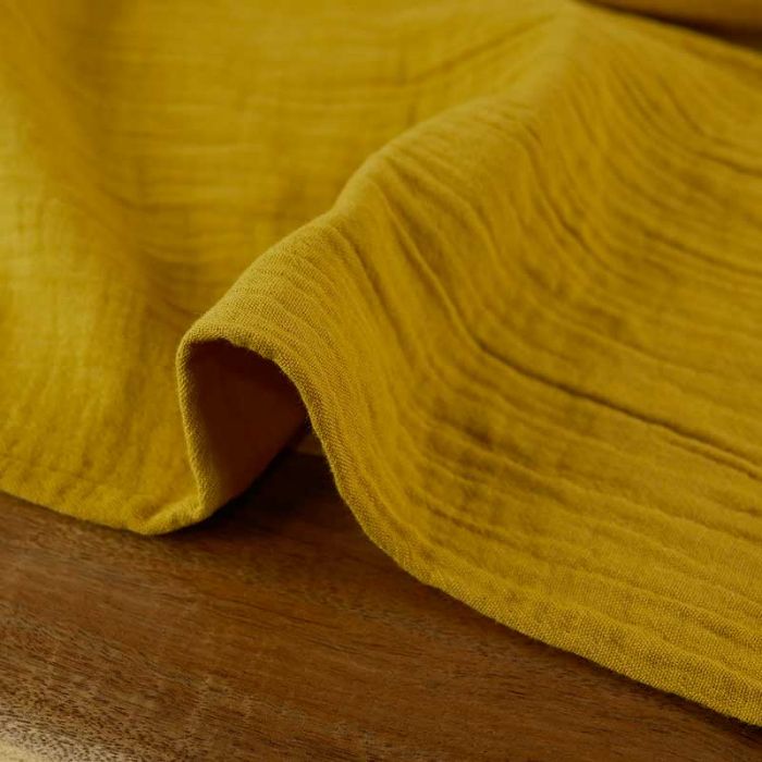 Tissu double gaze grande largeur - moutarde x 10cm