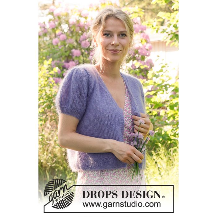 Kit tricot gilet Violet Meadow Cardigan - Drops Design
