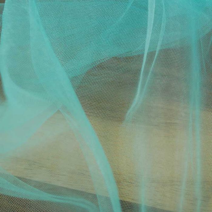 Tissu tulle brillant uni - turquoise x 10 cm