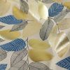 Tissu coton demi-natté feuillages dorées - beige x 10 cm