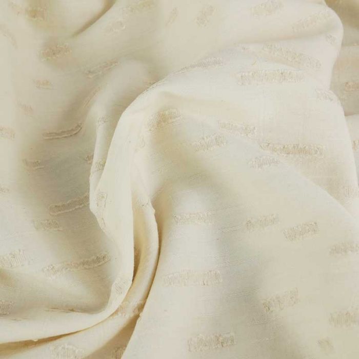 Tissu coton lin mélangé motifs tissés - beige x 10 cm