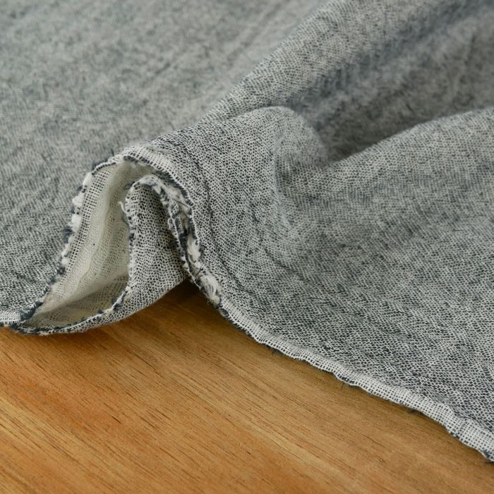 Tissu double gaze chiné - gris x 10 cm