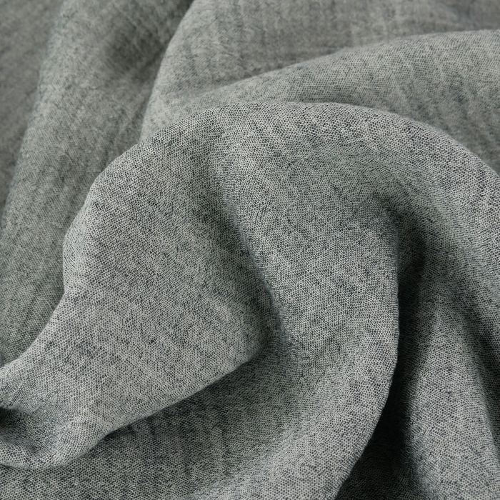 Tissu double gaze chiné - gris x 10 cm