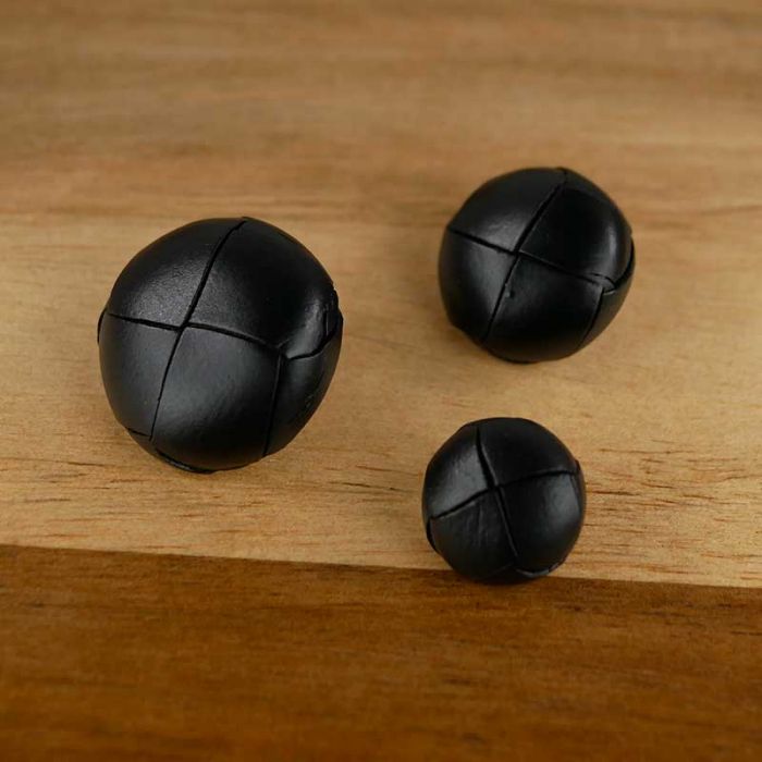 Bouton à pied cuir - noir  x 1