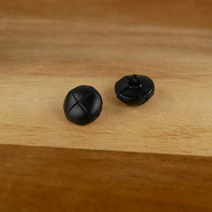 Bouton à pied cuir - noir  x 1