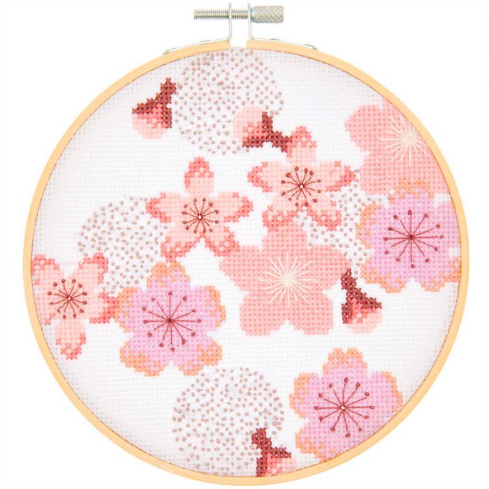 Kit broderie point de croix Fleurs de cerisier - Rico Design