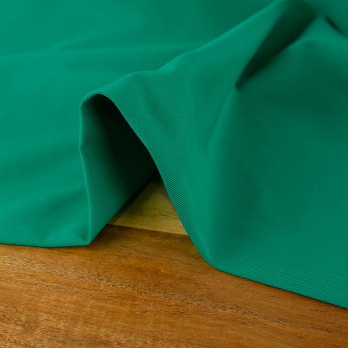 Tissu sergé de coton stretch haute couture - vert x 10cm