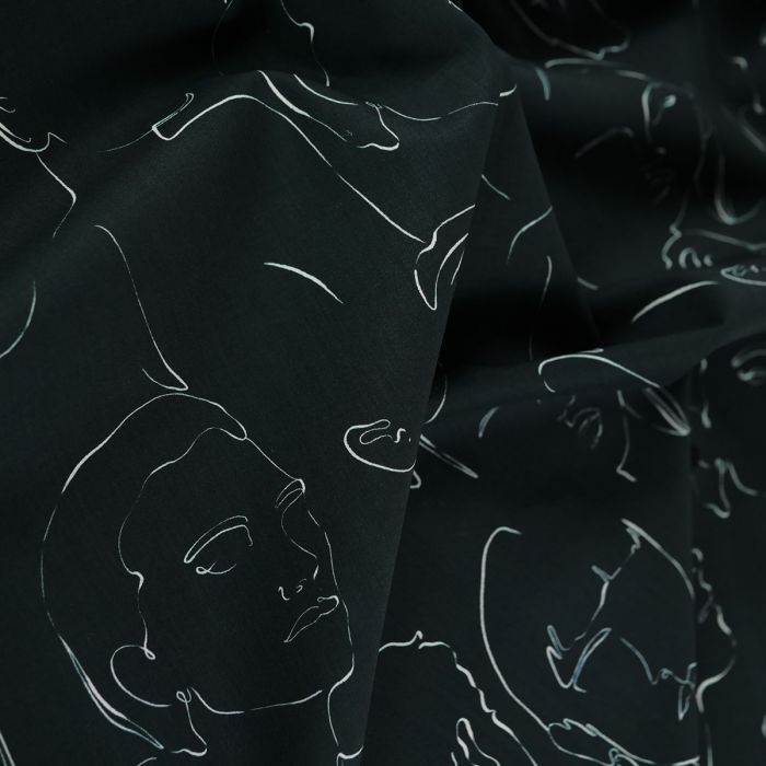 Tissu batiste coton silhouettes haute couture - noir x 10 cm