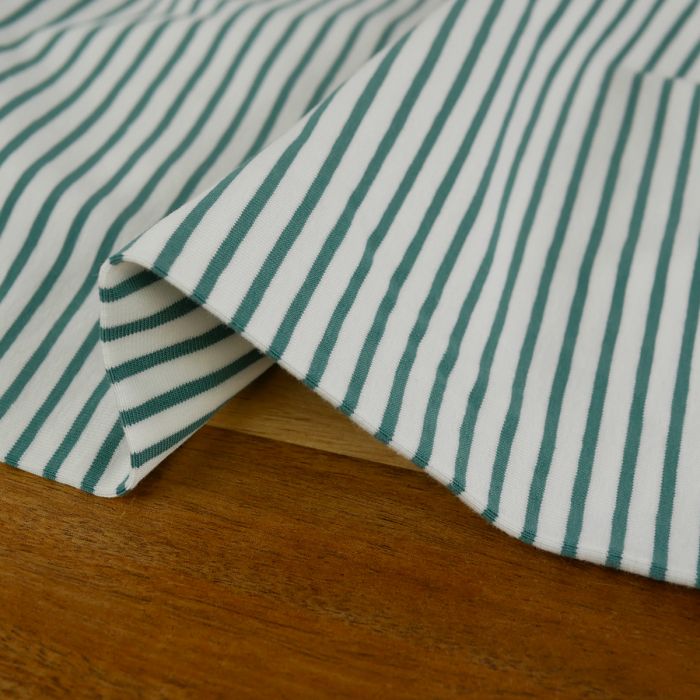 Tissu jersey fin rayures marinière - vert eucalyptus x 10 cm