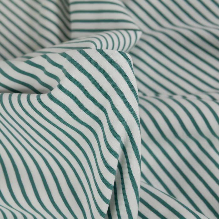Tissu jersey fin rayures marinière - vert eucalyptus x 10 cm