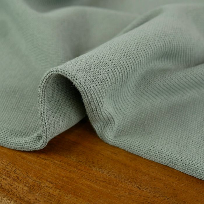 Tissu jersey maille tricoté coton - sauge x 10 cm