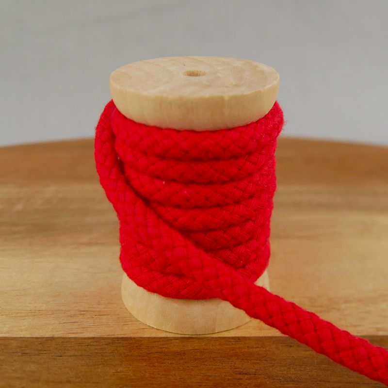 Cordon tressé plat coton 1,5 cm/ lacet sweat capuche, rouge
