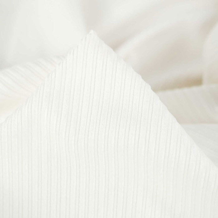 Tissu velours côtelé haute couture - blanc cassé x 10 cm