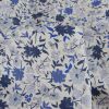 Tissu batiste de coton à fleurs - bleu x 10 cm