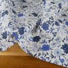 Tissu batiste de coton à fleurs - bleu x 10 cm