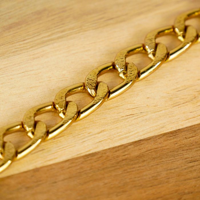 Bracelet Chaîne Plate Argent 925 Doré - Vintage - Occasion - Style Texturé