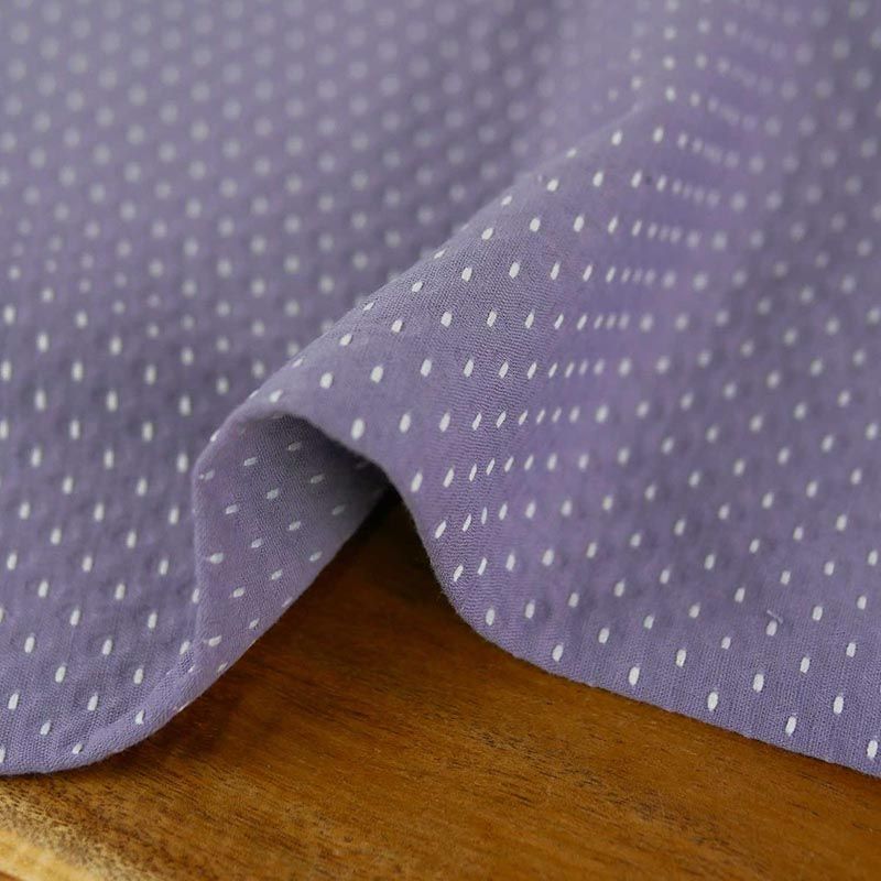 Coupon De Tissu Jacquard Lilas Et Blanc 3m X 150cm - Coton Fleuri - Made In France Vintage