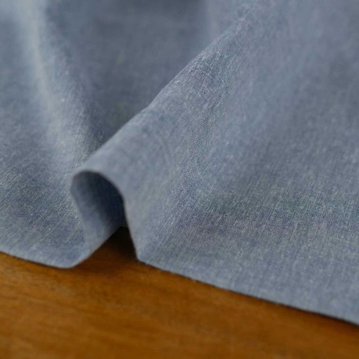 Tissu batiste chambray chiné - bleu denim x 10 cm