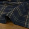 Tissu velours milleraies tartan double face - bleu marine x 10 cm