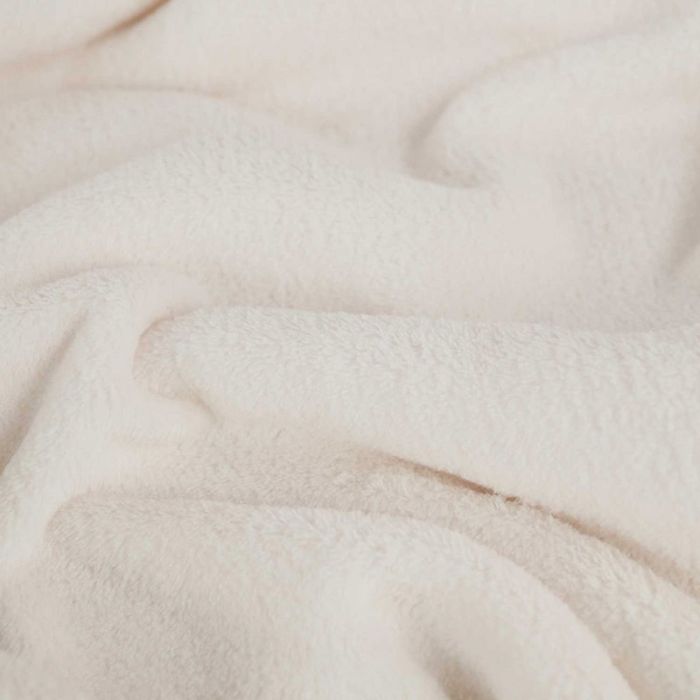 Tissu doudou polaire uni - blanc cassé x 10 cm