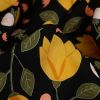 Tissu viscose fleurs naives jaunes - noir x 10 cm