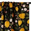 Tissu viscose fleurs naives jaunes - noir x 10 cm