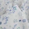 Tissu double gaze cueillette fleurs - bleu x 10 cm