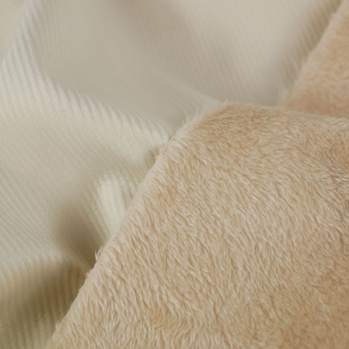 Tissu velours côtelé envers fourrure - écru x 10 cm