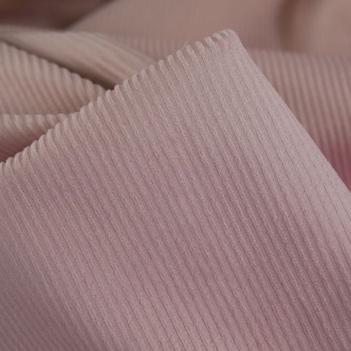 Tissu velours côtelé envers fourrure - rose x 10 cm