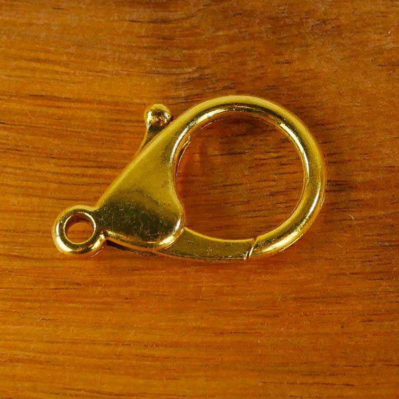 Fermoir rond mousqueton 20 mm - Doré à l'or fin x1 - Perles & Co