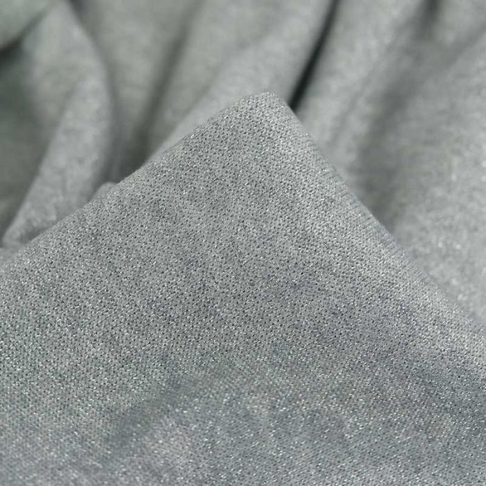 Tissu jersey maille lurex argent - gris chiné x 10 cm