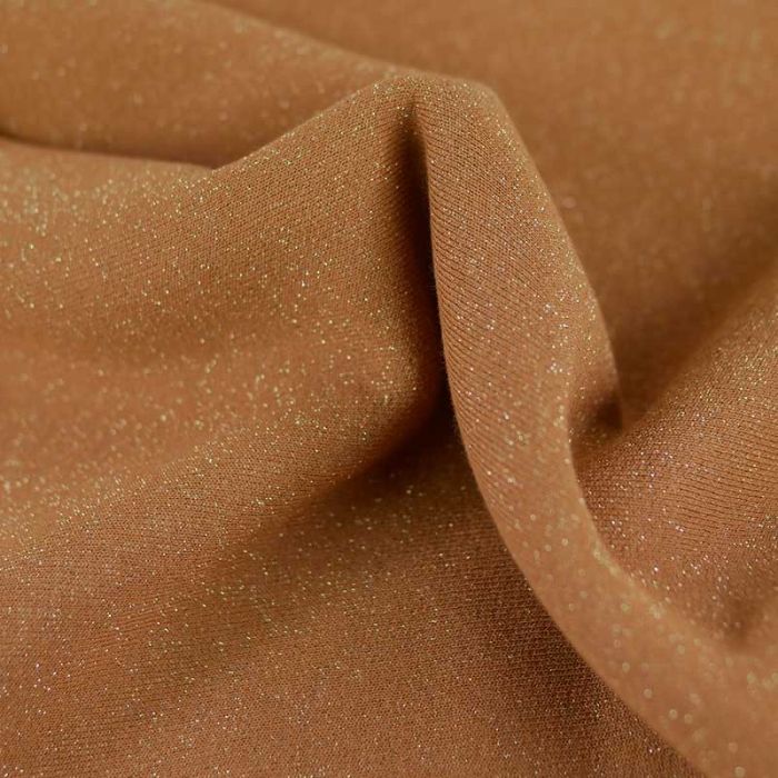 Tissu molleton sweat lurex or - camel x 10 cm