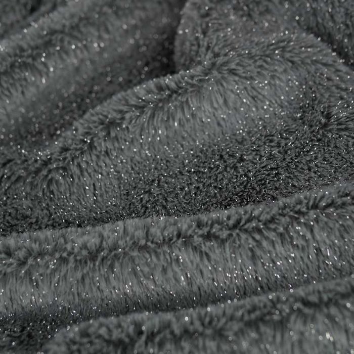Tissu fausse fourrure pailleté argent - gris x 10 cm