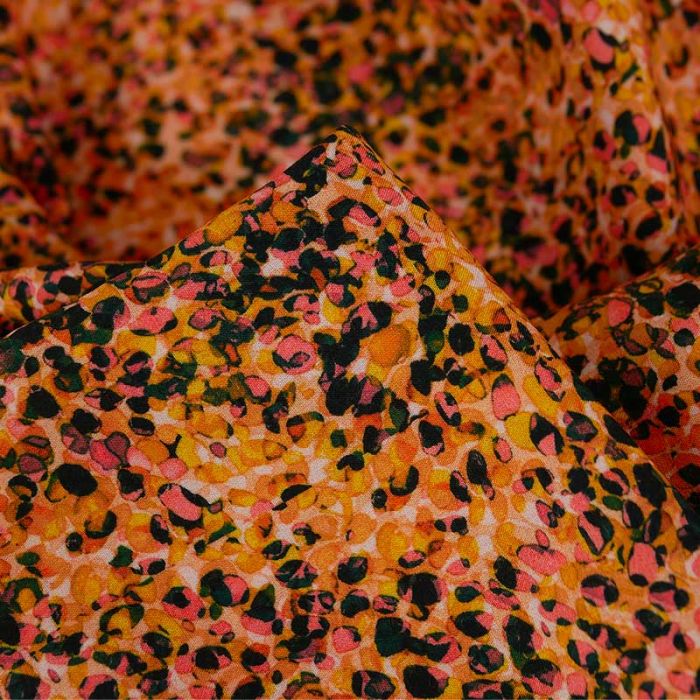Tissu viscose pointillisme - orange x 10 cm
