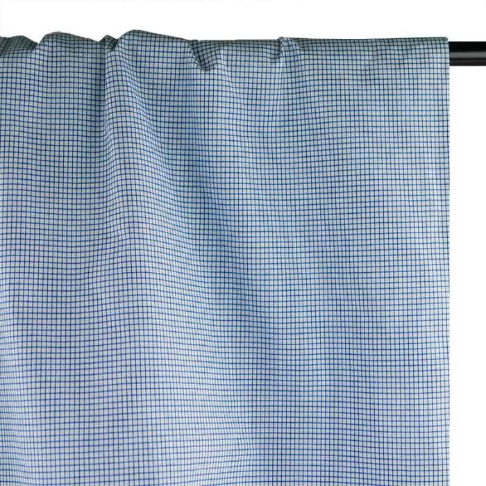 Tissu toile de coton quadrillée petits carreaux - bleu x 10 cm