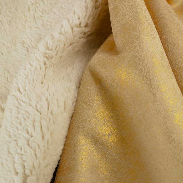 Tissu suédine imitation peau de mouton irisée haute couture - doré x 10 cm