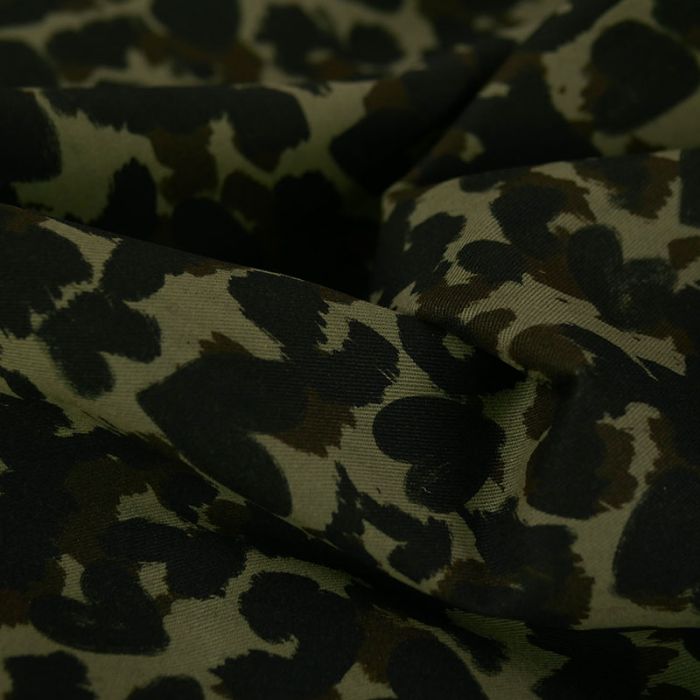 Tissu jean denim stretch camouflage haute couture - kaki x 10 cm