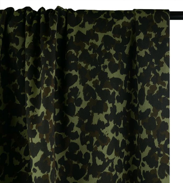 Tissu jean denim stretch camouflage haute couture - kaki x 10 cm