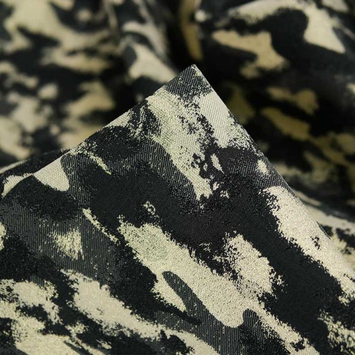 Tissu jacquard camouflage lurex haute couture - doré x 10 cm