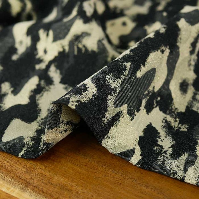 Tissu jacquard camouflage lurex haute couture - doré x 10 cm