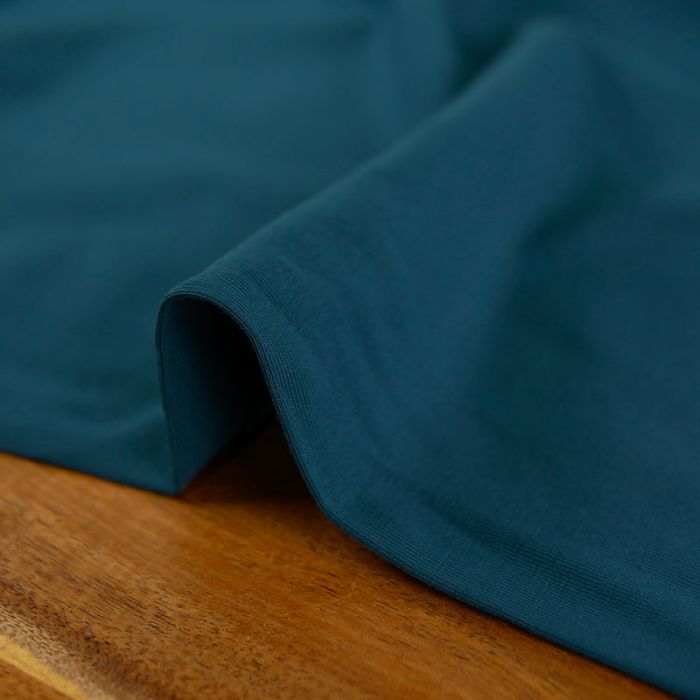 Tissu jersey coton uni - pétrole x 10 cm