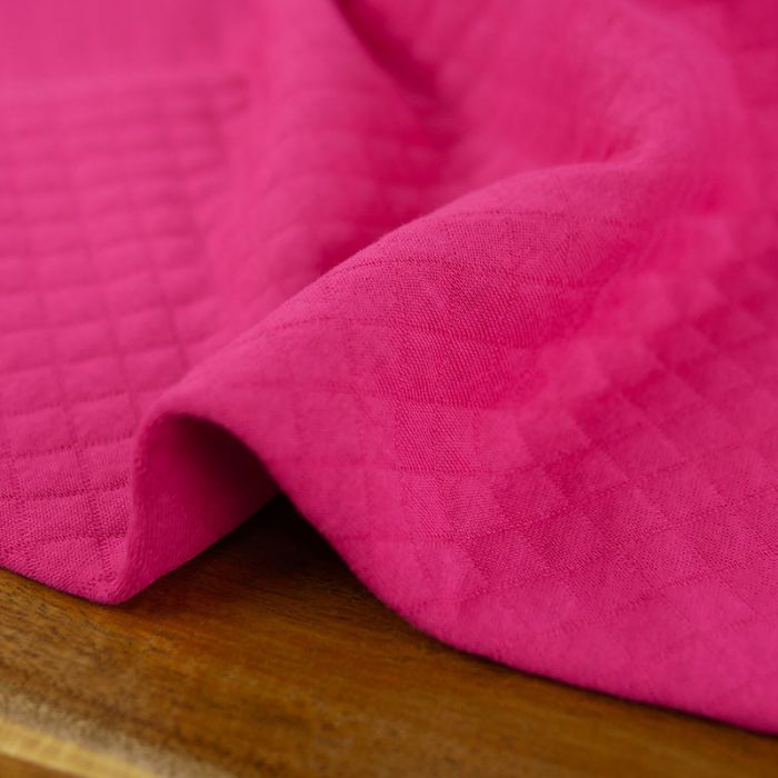 Jersey matelassé coton - fuchsia x 10 cm