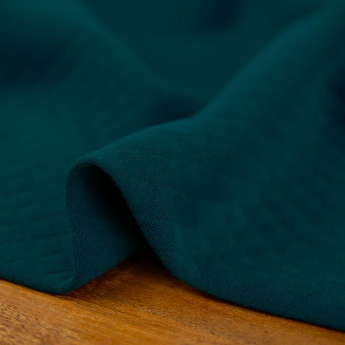 Jersey matelassé coton - pétrole x 10 cm