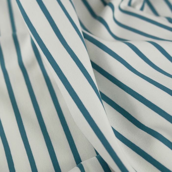 Tissu jersey à rayures marinière écru - bleu gris x 10 cm