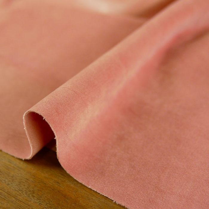 Tissu velours ras - rose x 10 cm