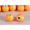 Perle Simili-cuir ronde 18mm à gros trou orange