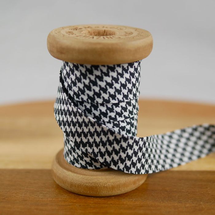 Biais coton motif pied de poule 20 mm x 10 cm