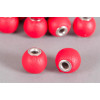 Perle Simili-cuir ronde 14mm à gros trou rouge