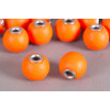 Perle Simili-cuir ronde 14mm à gros trou orange