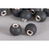 Perle Simili-cuir ronde 14mm à gros trou noir